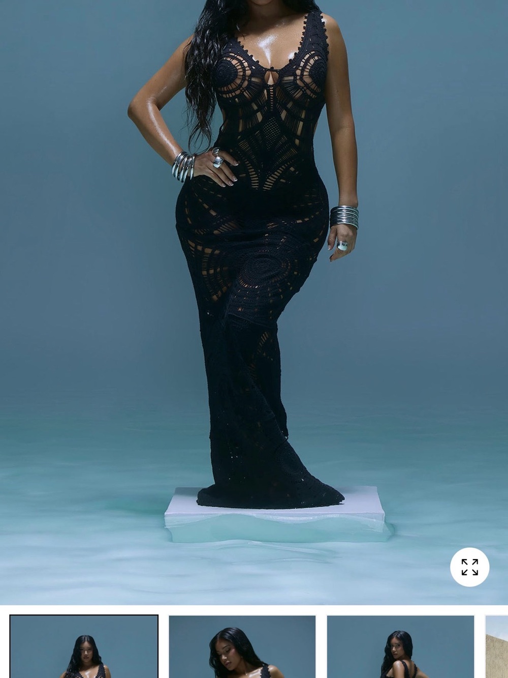 Fashion Nova Black Crochet Maxi Dress